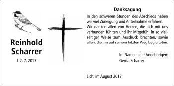 Traueranzeige von Reinhold Scharrer von Licher Wochenblatt, Licher Wochenblatt, Licher Wochenblatt