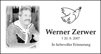 Traueranzeige von Werner Zerwer von Giessener Allgemeine, Alsfelder Allgemeine