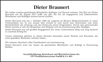 Traueranzeige von Dieter Braunert von Giessener Allgemeine, Alsfelder Allgemeine