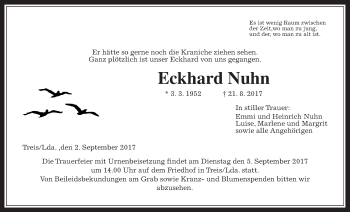 Traueranzeige von Eckhard Nuhn von Giessener Allgemeine, Alsfelder Allgemeine