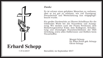 Traueranzeige von Erhard Schepp von Mücker Stimme