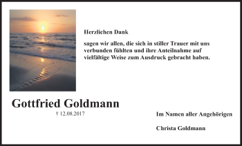 Traueranzeige von Gottfried Goldmann von Wetterauer Zeitung, Wetterauer Zeitung
