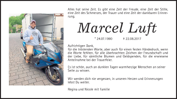 Traueranzeige von Marcel Luft von Wetterauer Zeitung, Wetterauer Zeitung