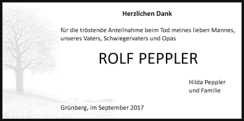 Traueranzeige von Rolf Peppler von Giessener Allgemeine, Alsfelder Allgemeine