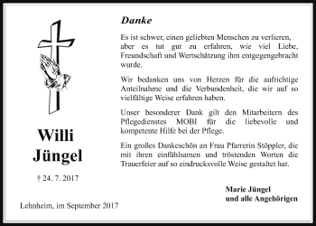 Traueranzeige von Willi Jüngel von Giessener Allgemeine, Alsfelder Allgemeine