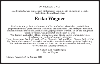 Traueranzeige von Erika Wagner von Giessener Allgemeine, Alsfelder Allgemeine