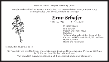 Traueranzeige von Erno Schäfer von Wetterauer Zeitung, Wetterauer Zeitung
