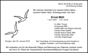 Traueranzeige von Ernst Möll von Licher Wochenblatt, Licher Wochenblatt, Licher Wochenblatt