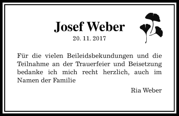 Traueranzeige von Josef Weber von Pohlheimer Nachrichten