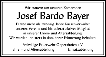 Traueranzeige von Josef Bardo Bayer von Wetterauer Zeitung, Wetterauer Zeitung
