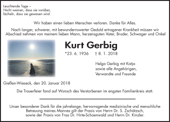 Traueranzeige von Kurt Gerbig von Giessener Allgemeine, Alsfelder Allgemeine