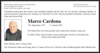 Traueranzeige von Marco Cardona von Wetterauer Zeitung, Wetterauer Zeitung
