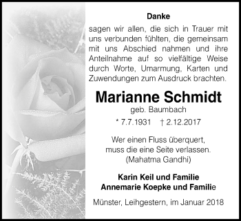 Traueranzeige von Marianne Schmidt von Licher Wochenblatt, Licher Wochenblatt, Licher Wochenblatt
