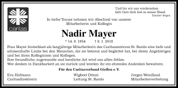 Traueranzeige von Nadir Mayer von Wetterauer Zeitung, Wetterauer Zeitung