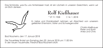 Traueranzeige von Rolf Kießhauer von Wetterauer Zeitung, Wetterauer Zeitung
