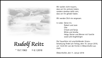 Traueranzeige von Rudolf Reitz von Licher Wochenblatt, Licher Wochenblatt, Licher Wochenblatt
