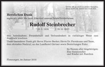Traueranzeige von Rudolf Steinbrecher von Mücker Stimme