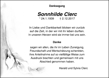 Traueranzeige von Sonnhilde Clerc von Wetterauer Zeitung, Wetterauer Zeitung