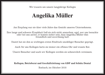 Traueranzeige von Angelika Müller von Wetterauer Zeitung, Wetterauer Zeitung