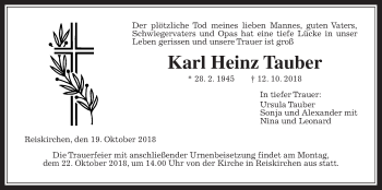Traueranzeige von Karl Heinz Tauber von Giessener Allgemeine, Alsfelder Allgemeine