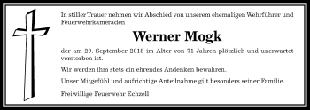 Traueranzeige von Werner Mogk von Wetterauer Zeitung, Wetterauer Zeitung