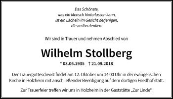 Traueranzeige von Wilhelm Stollberg von Giessener Allgemeine, Alsfelder Allgemeine