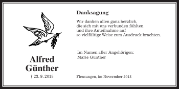 Traueranzeige von Alfred Günther von Giessener Allgemeine, Alsfelder Allgemeine