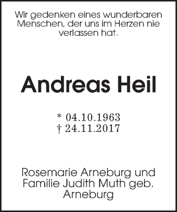 Traueranzeige von Andreas Heil von Wetterauer Zeitung, Wetterauer Zeitung