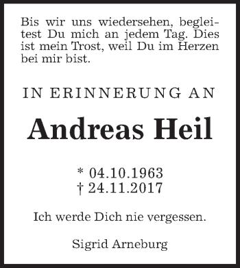 Traueranzeige von Andreas Heil von Wetterauer Zeitung, Wetterauer Zeitung