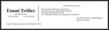 Traueranzeige von Emmi Tröller von Alsfelder Allgemeine