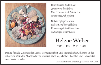 Traueranzeige von Helene Weber von Mücker Stimme