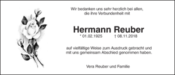 Traueranzeige von Hermann Reuber von Wetterauer Zeitung, Wetterauer Zeitung
