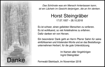 Traueranzeige von Horst Steingräber von Licher Wochenblatt, Licher Wochenblatt, Licher Wochenblatt
