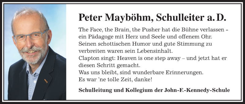  Traueranzeige für Peter Mayböhm vom 03.11.2018 aus Wetterauer Zeitung, Wetterauer Zeitung