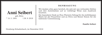 Traueranzeige von Anni Seibert von Alsfelder Allgemeine