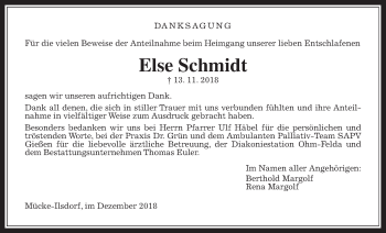 Traueranzeige von Else Schmidt von Mücker Stimme