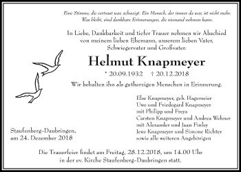Traueranzeige von Helmut Knapmeyer von Giessener Allgemeine, Alsfelder Allgemeine