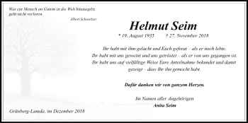 Traueranzeige von Helmut Seim von Giessener Allgemeine, Alsfelder Allgemeine