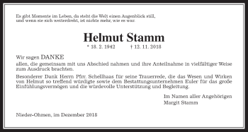 Traueranzeige von Helmut Stamm von Mücker Stimme