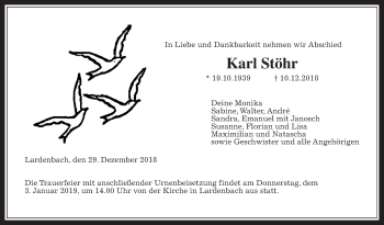 Traueranzeige von Karl Stöhr von Giessener Allgemeine, Alsfelder Allgemeine