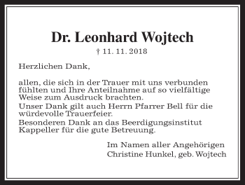 Traueranzeige von Leonhard Wojtech von Wetterauer Zeitung, Wetterauer Zeitung