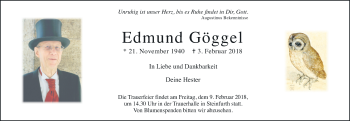 Traueranzeige von Edmund Göggel von Wetterauer Zeitung, Wetterauer Zeitung