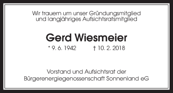 Traueranzeige von Gerd Wiesmeier von Giessener Allgemeine, Alsfelder Allgemeine