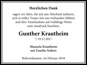 Traueranzeige von Gunther Krautheim von Licher Wochenblatt, Licher Wochenblatt, Licher Wochenblatt