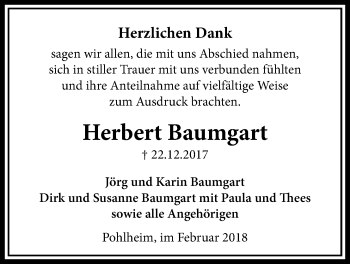 Traueranzeige von Herbert Baumgart von Licher Wochenblatt, Licher Wochenblatt, Licher Wochenblatt