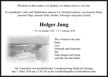Traueranzeige von Holger Jung von Wetterauer Zeitung, Wetterauer Zeitung