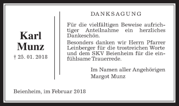 Traueranzeige von Karl Munz von Wetterauer Zeitung, Wetterauer Zeitung
