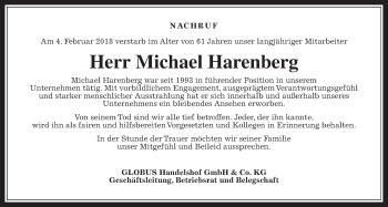 Traueranzeige von Michael Harenberg von Giessener Allgemeine, Alsfelder Allgemeine
