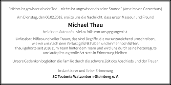 Traueranzeige von Michael Thau von Giessener Allgemeine, Alsfelder Allgemeine