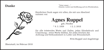 Traueranzeige von Agnes Ruppel von Wetterauer Zeitung, Wetterauer Zeitung